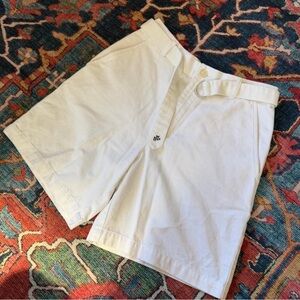 Vintage Ralph Lauren White High-Rise Long Cotton Shorts with Belt